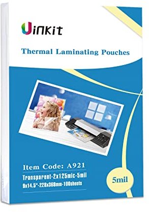 Uinkit Thermo-Laminierfolien, 22,9 x 37,8 cm, extra Schutz für transparente, glänzende Laminiertaschen, 5 mm, 100 Stück