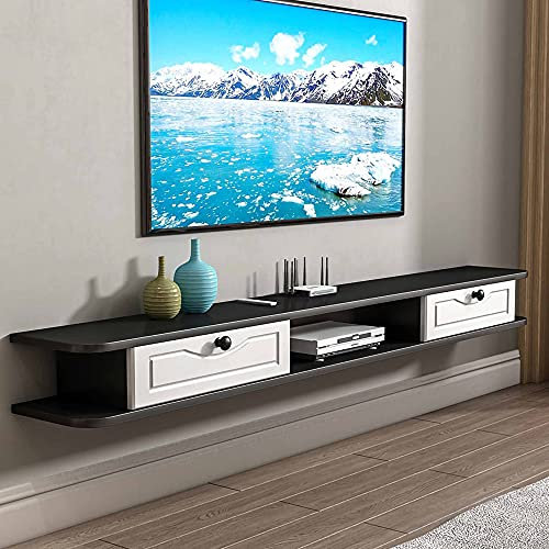 Wall Mounted TV Cabinet, Matte Wood Multimedia Storage Shelf, Wall-Mounted TV Unit DVD/Blu-Ray Player Satellite TV Box Cable Box/E / 150cm