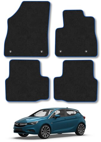 Vauxhall Astra (2015-2022) Carpet Car Mats | Blue Edge Trim Tailored Fit Floor Mats Full Coverage Protection Accessories Easy Clean Anti Slip Made in the UK