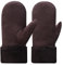 Harssidanzar Damen Winter Fäustlinge,Schaffell Lammfell beheizte warme pelzige Stulpenhandschuhe Lederhandschuhe KL024EU,Braun,Größe S
