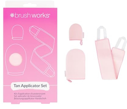 Brushworks Tan Applicator Set – 3 Piece Self Tan Kit with Back Applicator, Tanning Mitt & Face Mitt | Streak-Free, Reusable, Vegan & Cruelty-Free