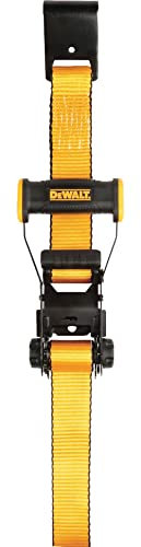 DEWALT DXBC10000F Black/Yellow 2 x 27' Ratchet Tie Down Strap with Flat Hook - Heavy-Duty Cargo Securing (10,000 lb Break Strength)