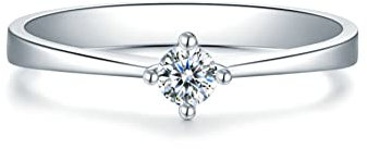 Platin 950 Eheringe, Damen Ringe Ehering mit 0.1ct Rund Diamant Ringe Größe 61 (19.4)