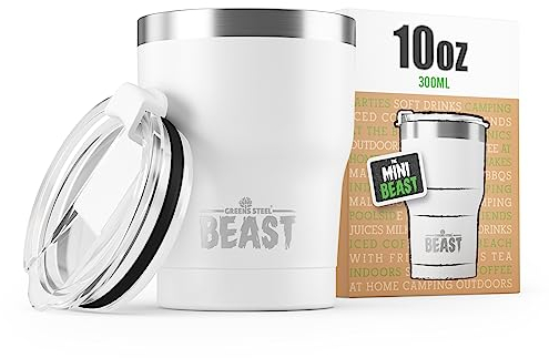 Beast Thermobecher 300 ml (10 oz) - Arktisches Weiß I Mehrweg Thermo Kaffeebecher To Go I Doppelwandiger Trinkbecher aus Edelstahl I Perfekt für Kaffee oder Eiskaffee