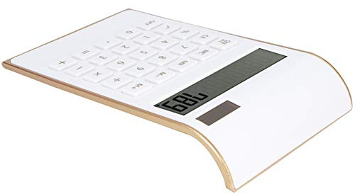 Estink Tischrechner mit Dual-Solar- und Batteriebetrieb und LCD-Display, Schlanker und Tragbarer Taschenrechner für Schule, Büro, Familie, 114 X 190 X 37 Mm (Weiss)