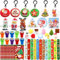 Huahuanghui Weihnachten Party Mitgebsel 54 Stück, Weihnachten Schnapparmband/Aufziehspielzeug/Anti Stress Spielzeug/Schlüsselanhänger/Stempel Weihnachten, Weihnachten Geschenk für Kinder