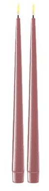 Deluxe Homeart Indoor Flameless LED Dinner Candle - Set of 2 - with Real Flame™ Technology - Battery Powered Candle (28 cm, Light Purple)