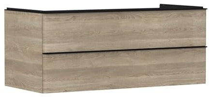 hansgrohe Xelu Q Waschtischunterschrank, 1180x550, 2 Schubkästen, für Konsolen mit Aufsatzwaschtisch, 5408, Farbe: Möbel Eiche Natur/Griff Mattschwarz