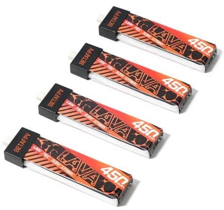BETAFPV 4Stück Lava 450mAh 1S 3,8V 75C LiHV FPV Lipo-Akku mit BT2.0-Anschluss für 1–2S FPV Tiny Whoop Drohnen-Quadcopter wie Meteor75, Meteor75 Pro, Cetus Pro 1S bürstenlose Drohnen, Cetus X 2S Quad
