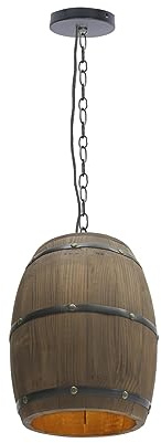 Begoniape Holz Weinfass Pendelleuchte, Retro Industrie Hängende Deckenlampe Hängelampe Esstischlampe für Küche, Esszimmer, Bar E26 Lampenkopf (Ohne Glühbirne)