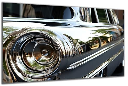 DARO Design - Wand-Bild auf 6mm HDF 40x30 cm Chrom Rückleuchte - Wand-Deko Bilder Geschenk