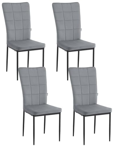 WOLTU Esszimmerstühle 4er Set, für Esszimmer Küche Wohnzimmer Büro, Küchenstühle Samt gepolstert Modern mit hoher Rückenlehne, Metallbeinen, bis 150 kg belastbar, Dunkelgrau