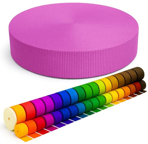 KBBB Gurtband 2m 5m 10m 50m lang – 50 Farben Breiten: 10mm 15mm 20mm 25mm 30mm 40mm 50mm Taschengurt aus Polypropylen, ideal für DIY-Projekte & Handarbeiten 375 Heidekraut 15mm x 5m