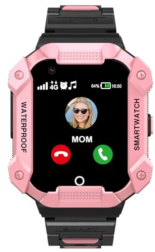 PTHTECHUS Orologio Smartwatch GPS, 4G Chiamate, Smartwatch Bambini con Bluetooth, WiFi, Videochiamata,SOS, Fotocamera, Lettore Musicale, Regalo di compleanno per bambini