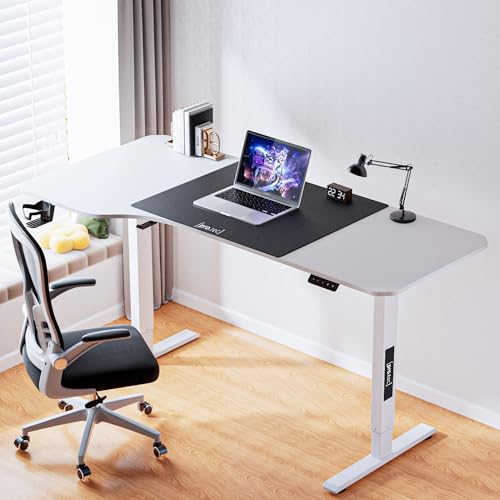 pro.tec Höhenverstellbarer Schreibtisch Stryn 160x75cm elektrischer Schreibtisch Stehtisch Arbeitstisch mit Höhe von 72-117 cm L-förmig Memory-Funktion weiß