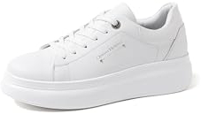 QUEEN HELENA Sneakers Platform Turnschuhe mit Plateau leicht Casual Damen X30-10, silber / schwarz, 38 EU