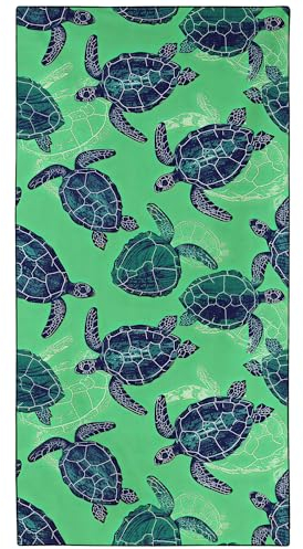 YISUMEI Mikrofaser Strandtuch XXL, Strandhandtuch Leicht Badehandtuch Schnelltrocknend, Grüne Schildkröten, 180 x 90 cm