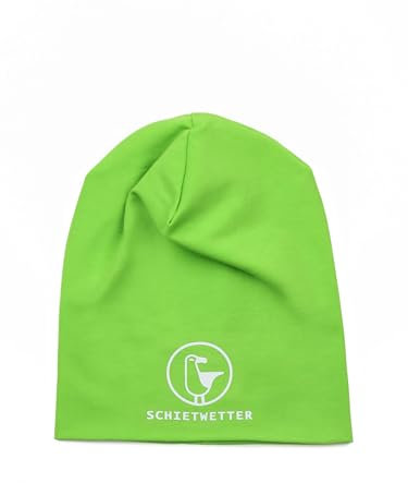 SCHIETWETTER Accessoire Kinder Mütze, Leichte Beanie, Übergangsmütze, dünne Kopfbedeckung, Logo-Print, stretch, warm, einfarbig lime/white 52