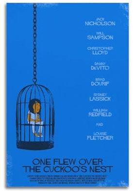 Leinwandposter One Flew Over The Cuckoo's Nest, Raumdekor, Poster für Schlafzimmer, Wohnzimmer, Wände, 20 x 30 cm, ungerahmter Stil