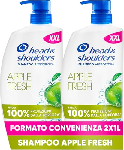 Head & Shoulders Shampoo Antiforfora Apple Fresh, Per Capelli Grassi E Cute, Clinicamente Provato, Dermatologicamente Testato, Formato Maxi Convenienza 2x1000ML
