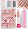 French False Nails Kit, 240Pcs Long Square Press On Nails, False Nails With Glue Acrylic Fake Nails 12 Sizes Stick On Nails For Women French White Tip Gift for Girls (Extra Long Square)