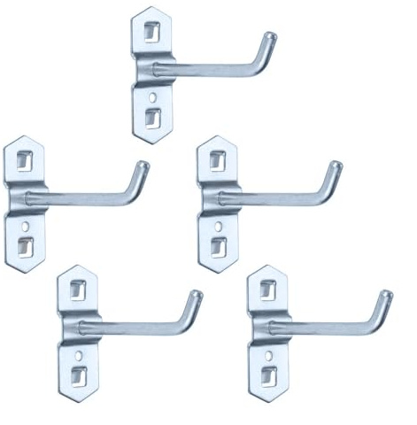 SKYPRO 5 Stück Stecktafel-Haken, Wandlochbrett-Haken, für Garagenorganisation, ideal zum Aufhängen an der Wand und Regal, Werkzeugaufbewahrung, Bastelorganisation (7,5 cm)