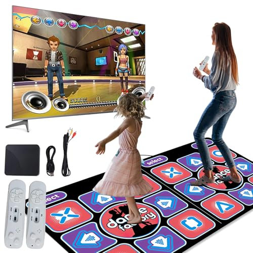 Eznaobo Musical Dance Mat Games for TV Computer,Double User Dance Floor Mat with Wireless Controller 100 In Music 65 Sensory Games,Interactive Yoga Sport Fitness for Game,Plug And Play Toy Gifts (A)