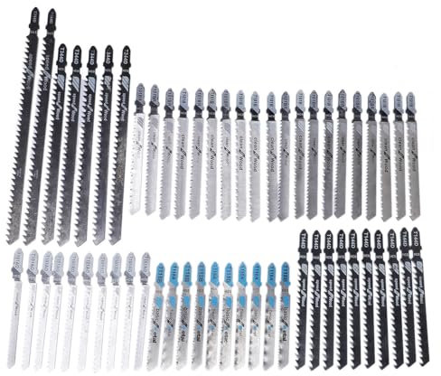 57pcs Jigsaw Blades Set T Shank Jig Säge Ersatz HCS HSS SK5 Für Holzplastik -Plastik -Schneiden Holzbearbeitung