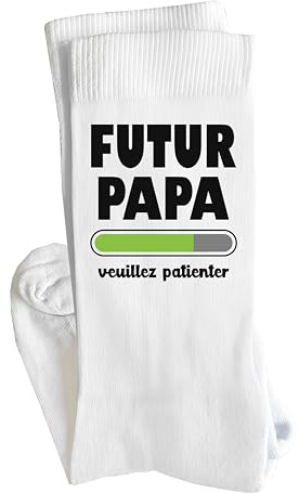 Otshirt Chaussettes futur papa veuillez patienter 1 | Socks | Idée Chaussettes Personnalisées Cadeau Fête Original Famille Travail Départ Collègue Retraite Noël.