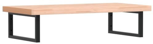 vidaXL Basin Shelf Beech Wood top, Black Brackets Solid Beech Wood, Steel