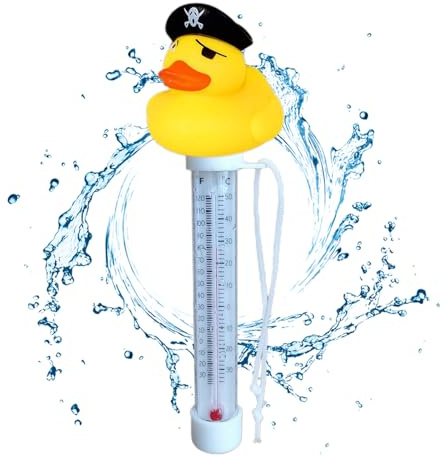 Duck Pool Thermometer | Cartoon Floating Pool Thermometer | Poolthermometer Schwimmend mit Schnur | Badewanne Temperaturmessgerät mit Cartoon Tiermotiv für Draußen & Drinnen