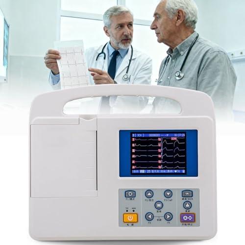 LSHFYV Monitor paziente ECG EKG, Monitor ECG/EKG Portatile, Dispositivo Digitale LCD a Colori Professionale a 12 derivazioni e 3 canali con Carta da Stampa per l'igiene Orale Medica, i segni Vitali