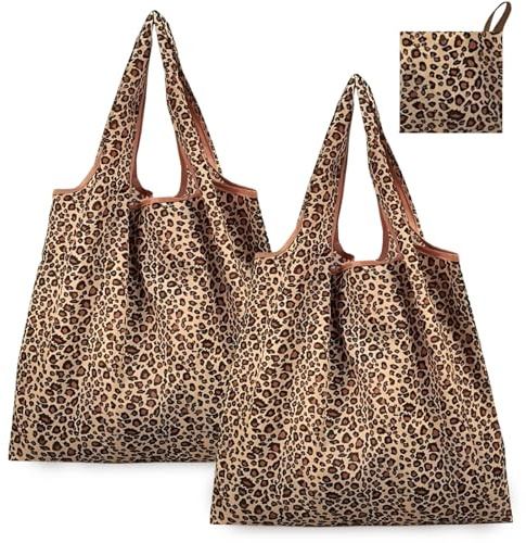 MmotZsb 2 Stück Leo Tasche, Einkaufskorb Leopardenmuster, Leoparden Tasche Für Damen, Vielseitige Shopper Für Arbeit, Schule Und Reisen, Praktische Und Stylische Taschen