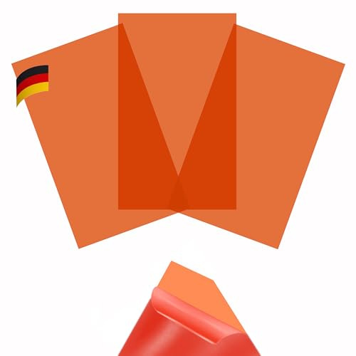 KROPP Selbstklebende Farbfolien für LED Lampen, 20x12 cm Zuschnitt, Warmweiß Farbfilter zur Farbkorrektur, starke Stärke, Tageslicht zu Glühlicht, Filterset No. 204 1/1 CTO (20 x 12 cm), 3 Stk.