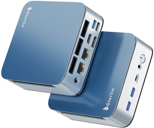 Glorlin GT103 Mini PC Windows 11 Pro,AMD Ryzen 7 6800H (overtreft R7-7730U/7735HS, Bis zu 4.7GHz),16GB LPDDR5(6400/MHz) 512GB NVMe SSD,Mini Desktop Computer für Büro & Gaming,Dual-LAN,WiFi 6,BT 5.3
