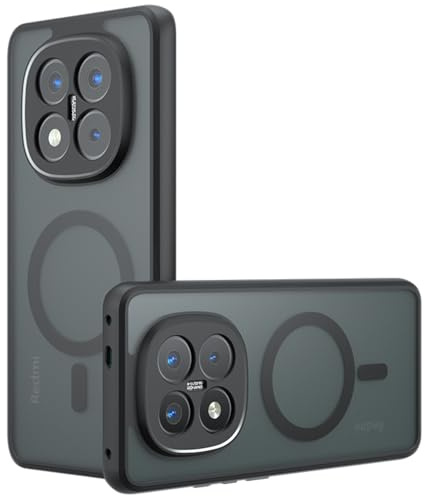 Techsuit für Xiaomi Redmi Note 14 Pro 5G, Poco X7 Hülle mit Matt Finish, Magnetring Kompatibel, Luftkissen Ecken, Erhöhte Kanten, Kameraschutz, PureFrost Magnetic Series, PC TPU Hybrid, Matt Schwarz