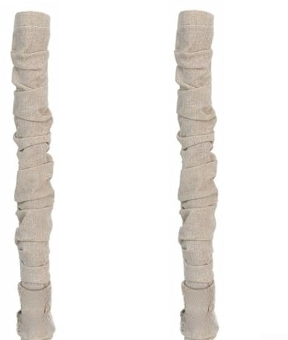 Qualoramall Paquete de 2 cubiertas de cadena de araña de tela de 6 pies, protector de cable eléctrico para colgar luces, cables de TV y barras de cortina, material de lino de algodón beige, decoración