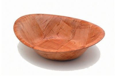 Oval Woven Wooden Bowls - 10 inch - (Pack of 12) - Wooden Bowl - Snack Bowl, Serving Bowl - Wooden Tableware.