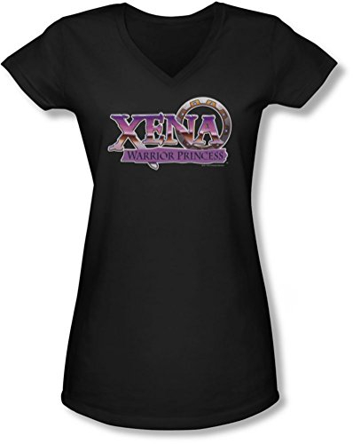 Xena - junge Frauen mit V-Logo-T-Shirt, Small, Black