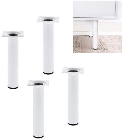 Amig Möbelfuss Tischbein Sofafuss Rund ø 30mm Höhe 400mm Schwarz Weiß oder Silber (Weiß)