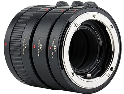 JJC (Set 12mm/20mm/36mm) Automatica (AF) Metallo Tubo di Prolunga con Messa a Fuoco con Esposizione TTL per Fotografia di Immagini Ravvicinate per Obiettivi e Fotocamere DSLR Nikon F