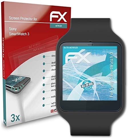 atFoliX Schutzfolie kompatibel mit Sony SmartWatch 3 Folie, ultraklare und flexible FX Displayschutzfolie (3X)