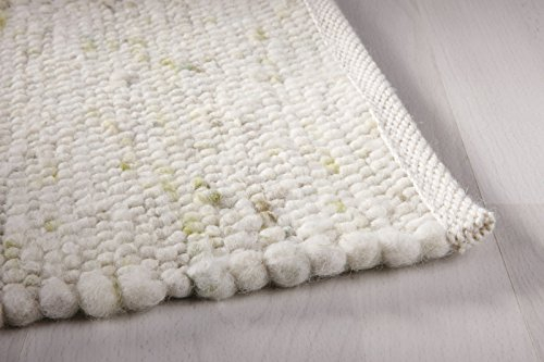 Taracarpet Moderner Landhaus Teppich Handwebteppich Fjord aus hochwertiger Schurwolle beidseitig legbar echte Handarbeit Farbe 164 Natur grün meliert 170x240 cm