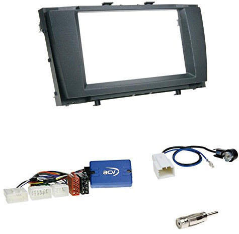 Einbauset: Doppel-DIN 2-DIN Blende Radioblende Abdeckung - schwarz + Radio LFB Lenkrad Interface Radio Adapter auf Alpine System für Toyota Avensis (T27) 01/2009-2011