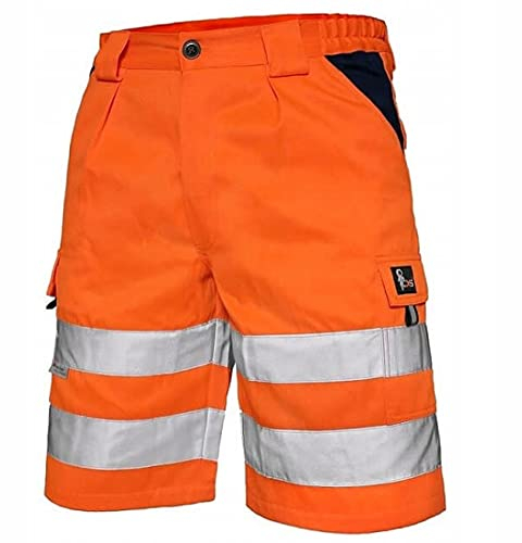 CXS Arbeitsshorts Norwich high Visible, Warnschutz Shorts Visible, Kurze Arbeitshose in Signalfarbe, Kurze Warnschutzhose mit Reflektionsstreifen, Orange, 52