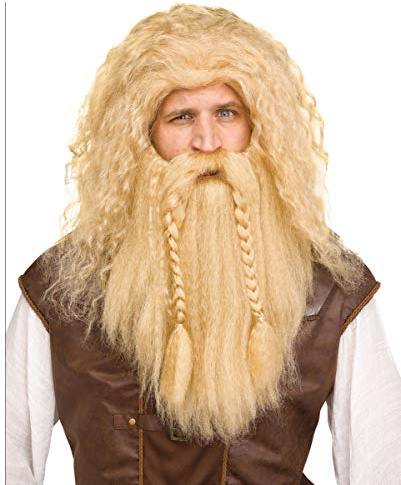 Blonde Perücke mit Bart für Wikinger Kostüme