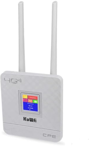Router 4G SIM Portatil, KuWFi Router 4G LTE WiFi Inalámbrico 300 Mbps, Router WiFi con Tarjeta Sim, Antenas Externas Duales, Puerto Ethernet LAN/WAN, Compatible con los Principales operadores SIM