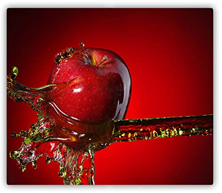 Tulup Planche À Découper 60x52cm Verre Trempé Cuisine Couvercle Cuisinière à Induction Protection Plaque Panneau de Protection - Apple et l'eau
