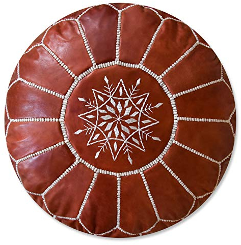 See the Good Soft Ledersitzkissen - handgefertigt - gefüllt geliefert - Fußhocker, Ottomane, Bodenkissen, Lederpuff (naturbraun) (Honig Braun)