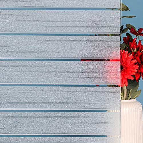 Privacy Window Film Frosted Window Cling Wide Strips Covering Non Adhesive Removable Window Sticker Glass Door Film UV Blocking for Home Office Living Room,35 x 78.7 Inches